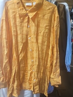 NW-1 Kim Rogers Women's Textured Orange Button-Down Shirt